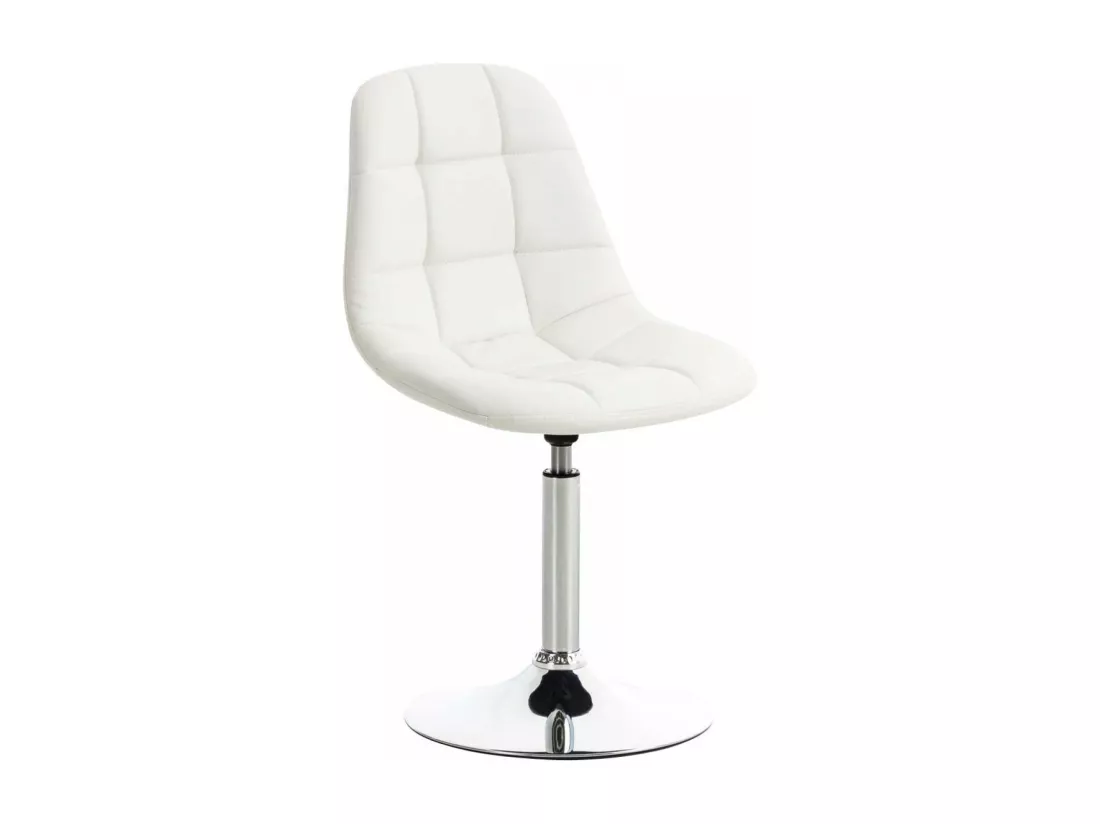 Chaise de bureau - Similicuir & Métal chromé - Blanc - Emil
