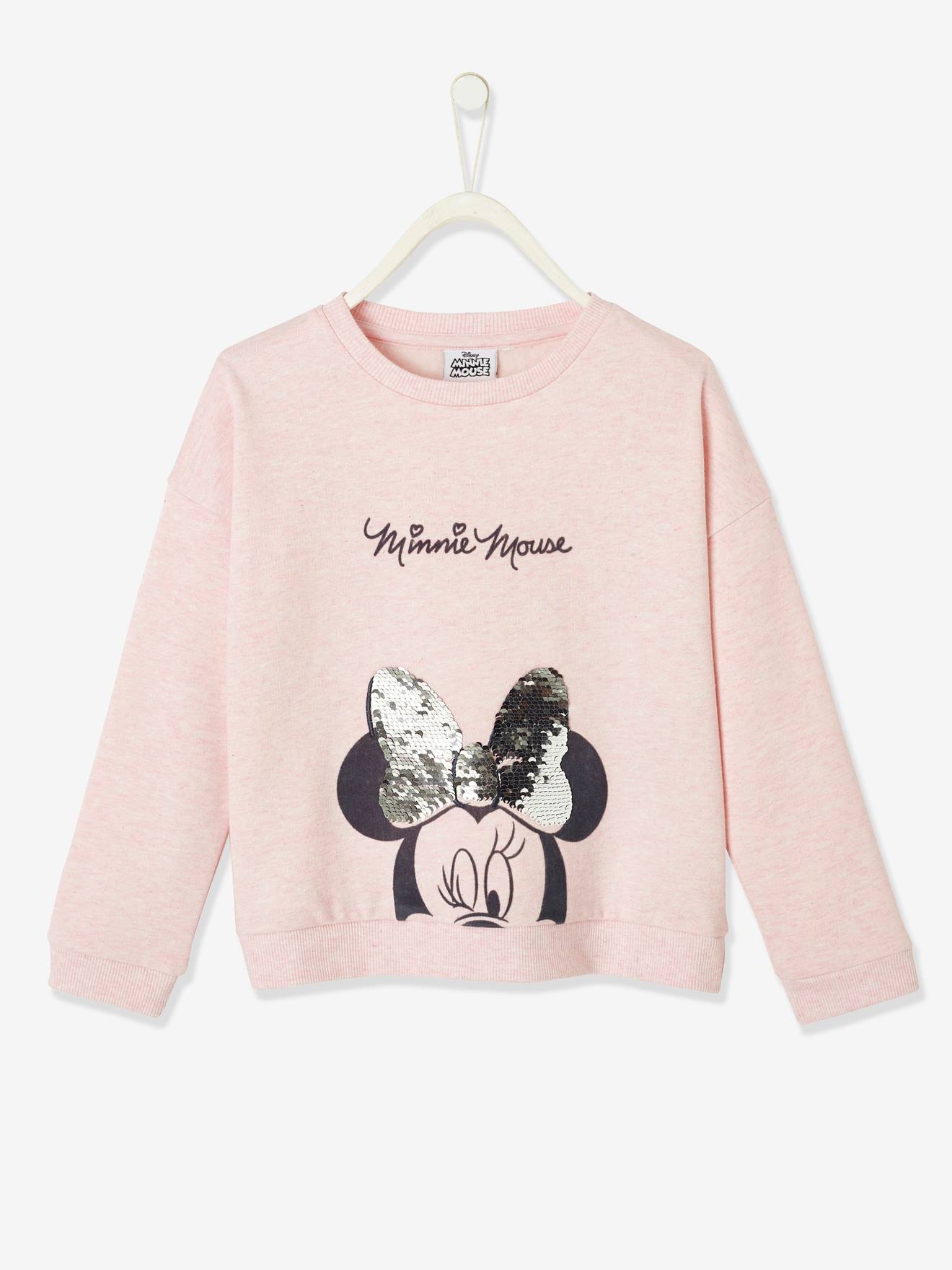 Moletom DS Minnie® com detalhes de lantejoulas reversíveis em rosa claro mesclado.