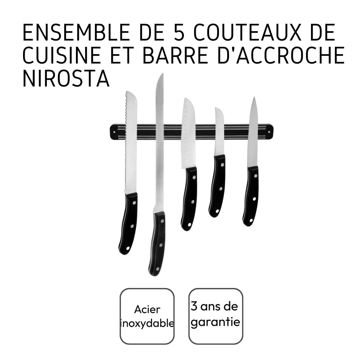 Ensemble de 5 couteaux Fit et 1 support mural