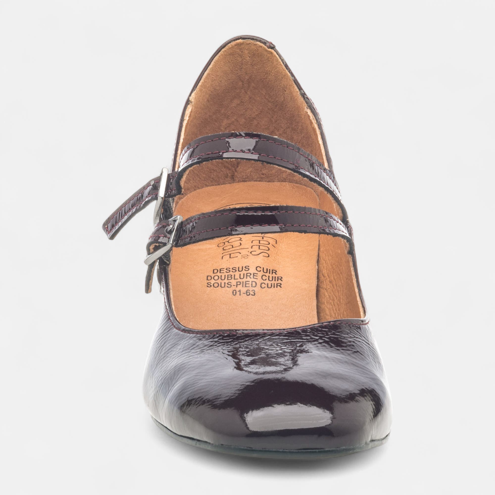 Babies à talon Femme en cuir bordeaux