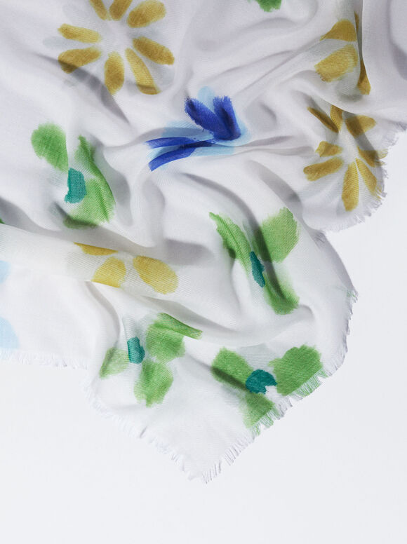 Pañuelo Estampado Floral - Azul