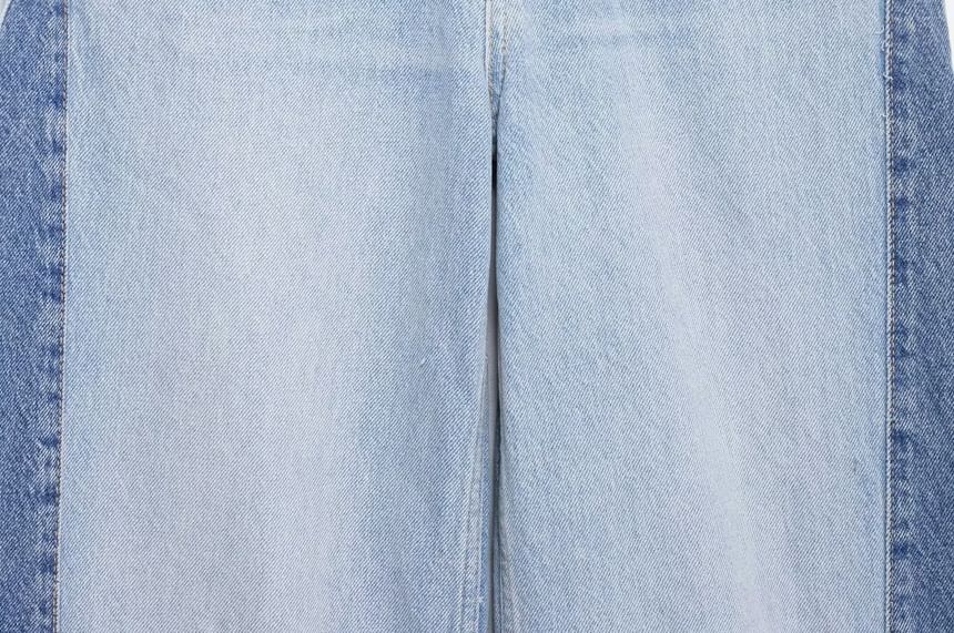 Avauntgardo - High Rise Two Tone Washed Wide Leg Jeans