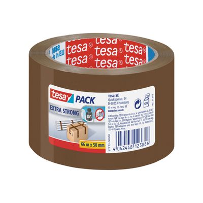 Tesapack Extra Strong - 3 Rubans adhésifs d'emballage - 50 mm x 66 m - havane