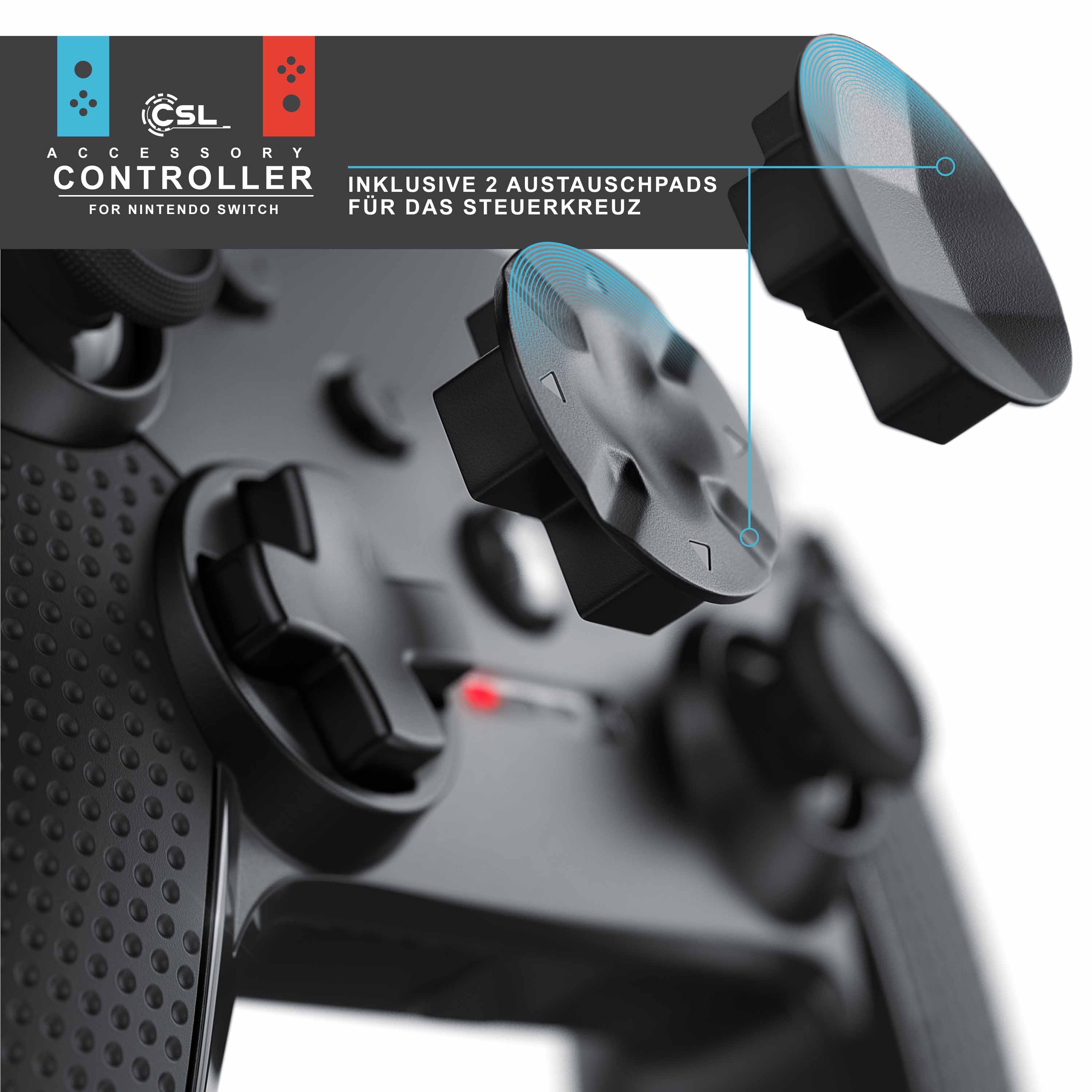 CSL 2x Wireless Bluetooth Gamepad für Nintendo Switch Controller mit HD Rumble / Turbo Button