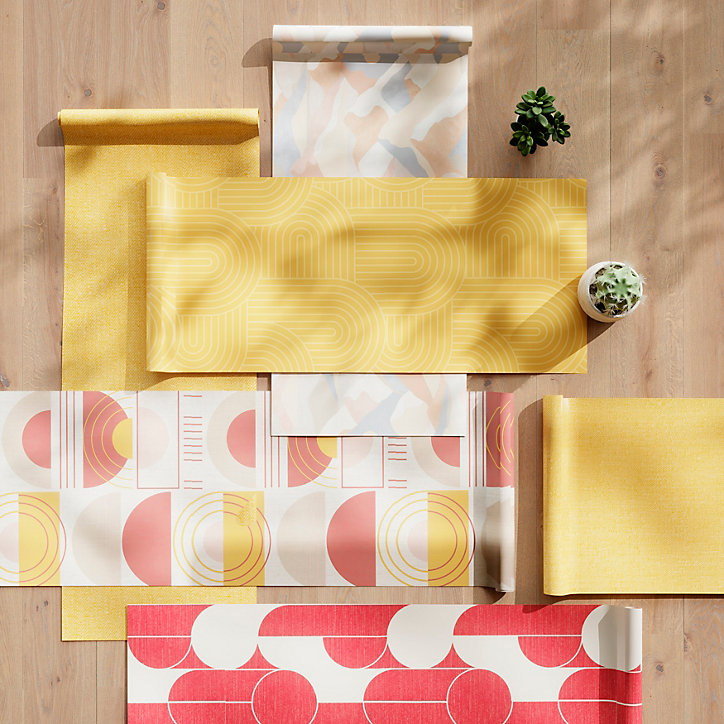 Papier peint vinyle intissé Hills GoodHome rose et bleu L.10m x l.53cm