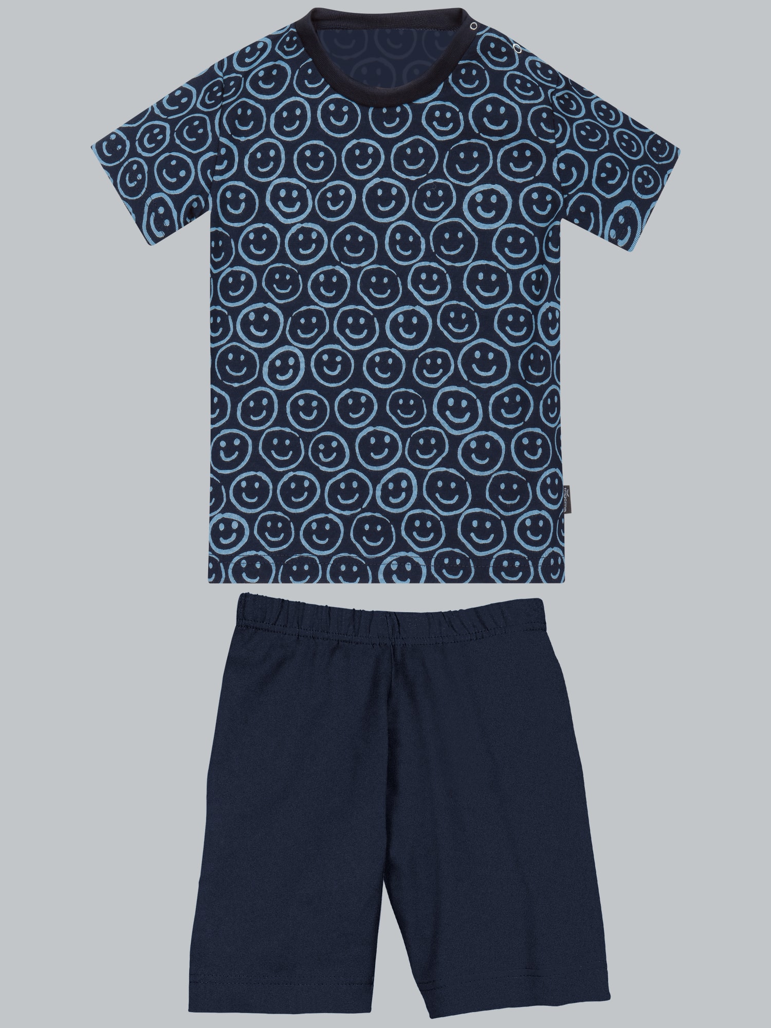 Kurzer Schlafanzug mit fröhlichem Smiley-Muster Navy