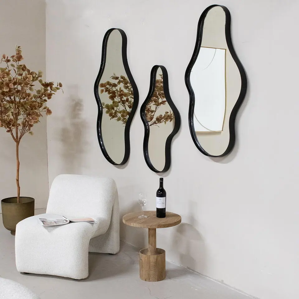 Spiegel Organisch - Zwart Metaal - 65x5x110cm - Dory