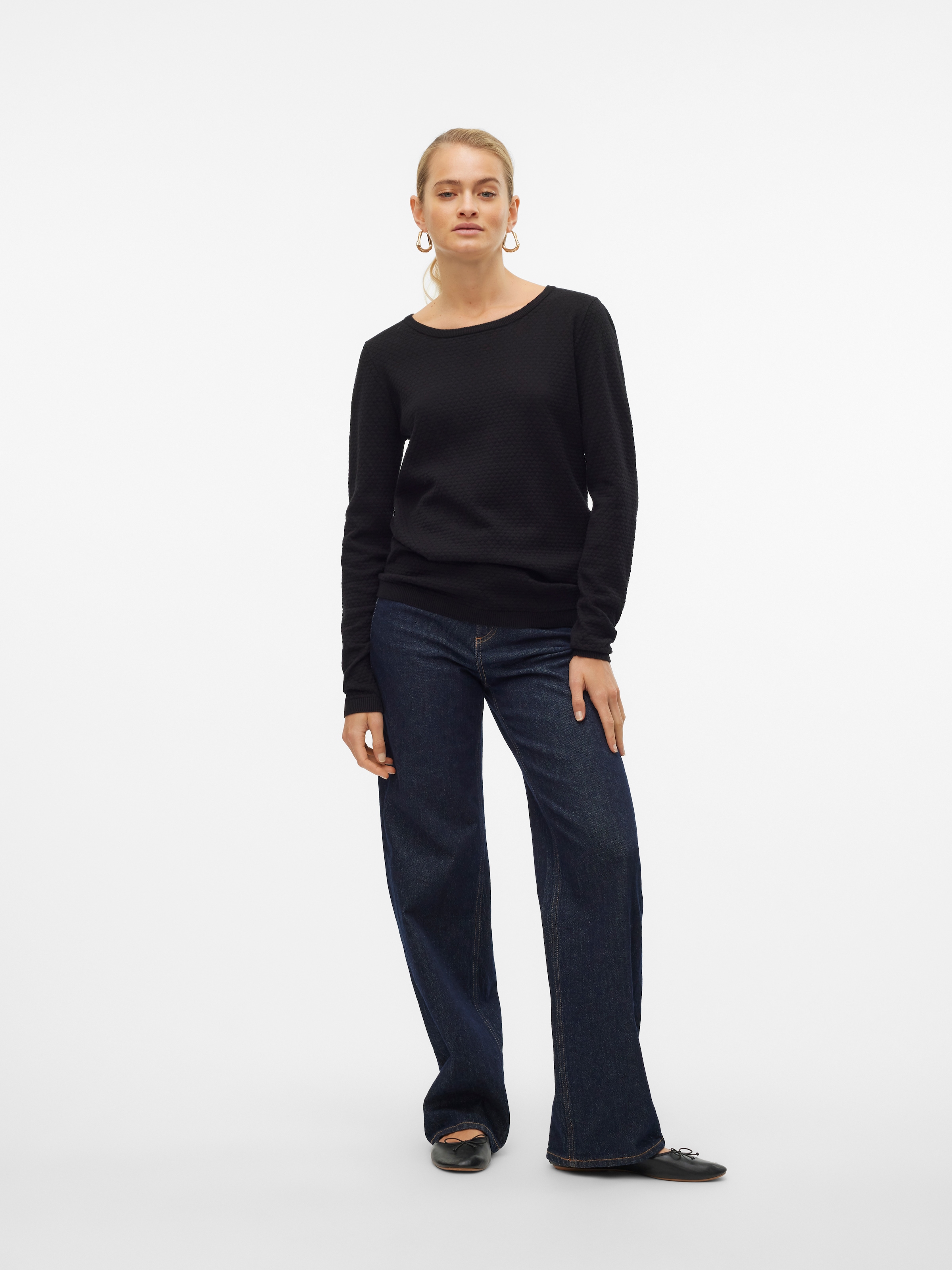 Vero Moda Rundhalspullover »VMCARE STRUCTURE LS O-NECK BLOUSE«, aus Bio-Baumwolle