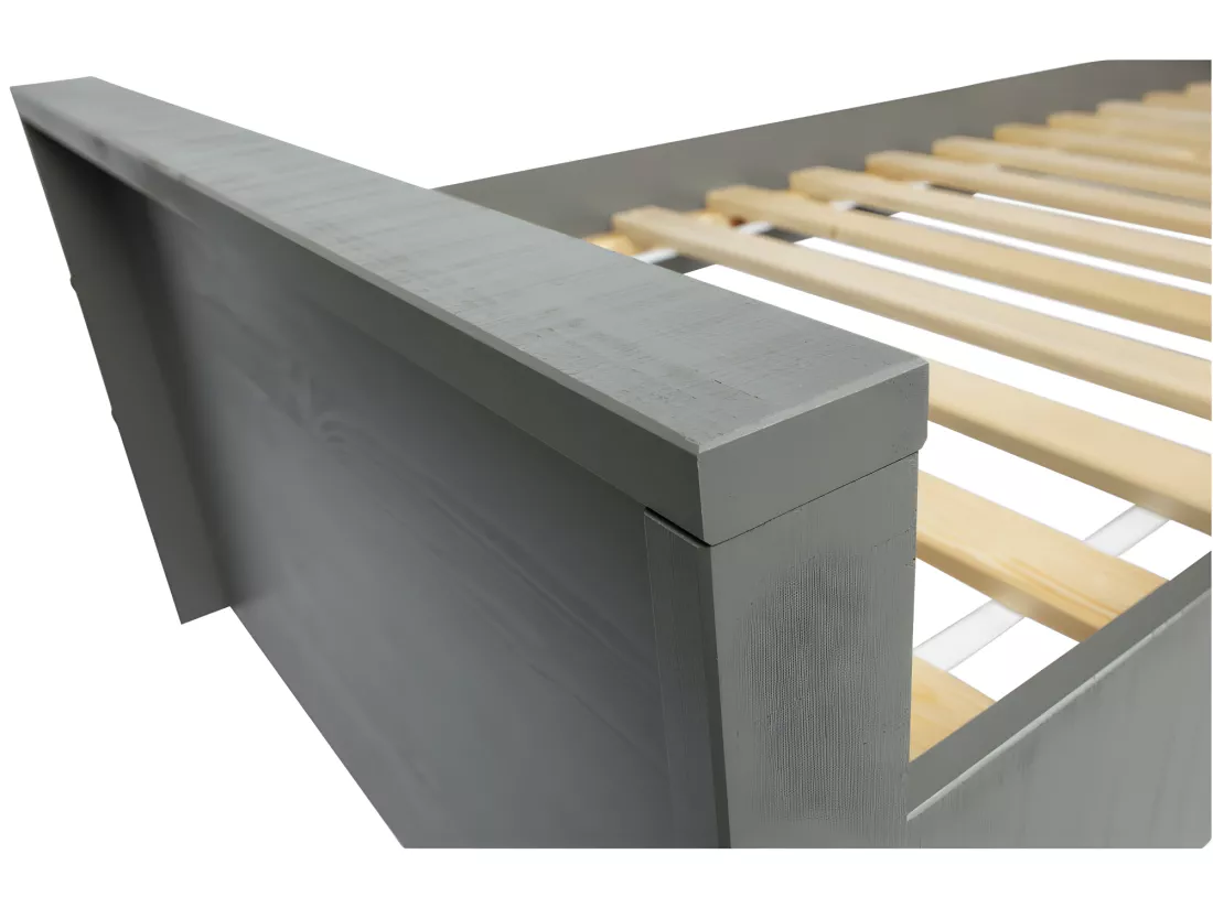 Morris - Lit en pin massif 90x200cm - Gris