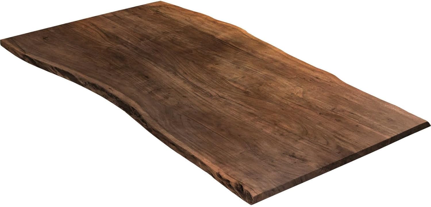 SAM Tischplatte 180x90 cm | Holzplatte Akazienholz massiv + nussbaumfarben + lackiert | Baumkanten-Platte für Heimwerker, Arbeitsplatten, Tische & UVM. | Kombinierbar mit unseren Tischgestellen