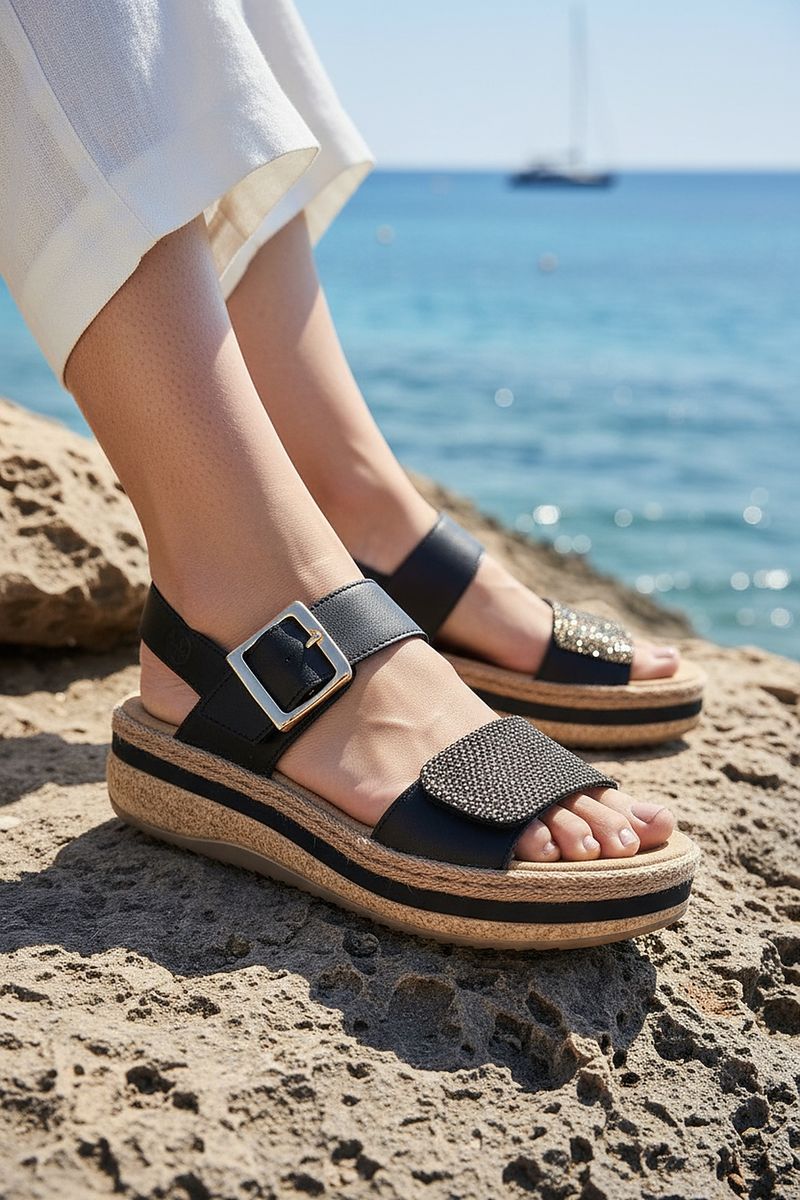Rieker Sandalen Zwart Dames