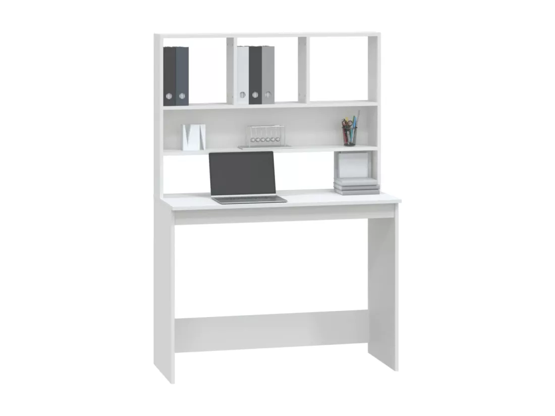 Bureau avec étagères Blanc 102x45x148 cm Bois d'ingénierie