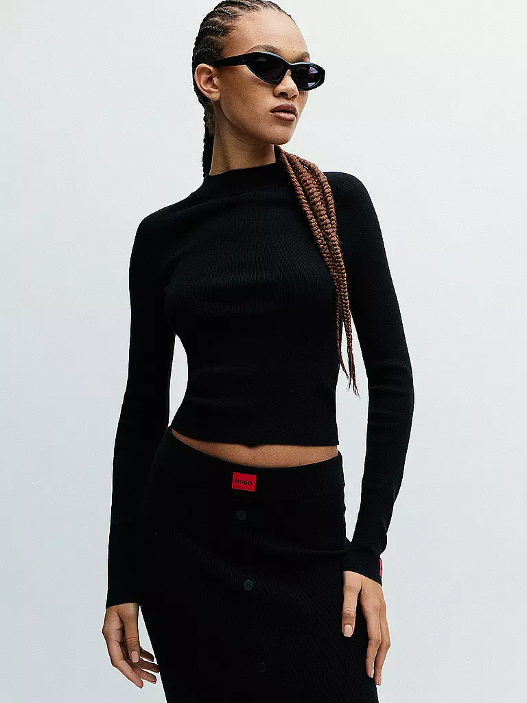 HUGO Langarmshirt SANDUZ schwarz