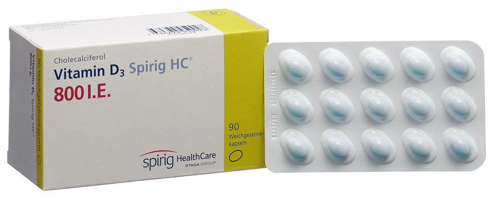 VITAMINE D3 Spirig HC Weichkaps 800 IE Blist 90 Stk