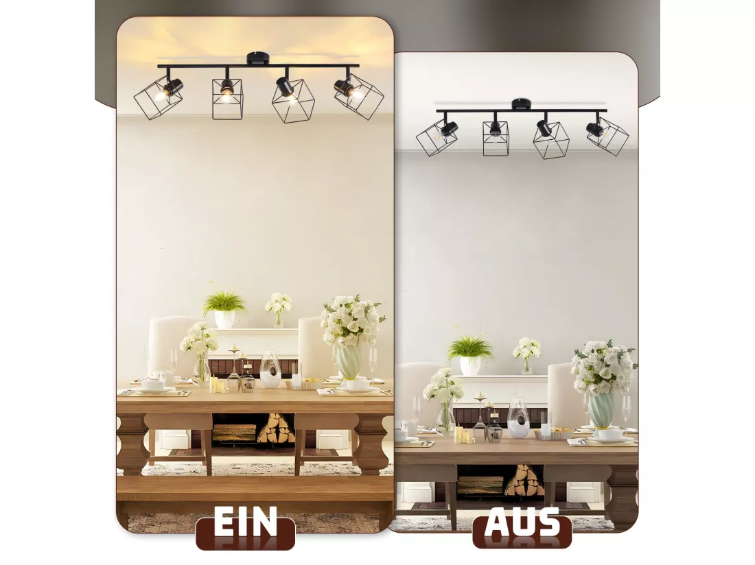 NETTLIFE Spot de plafond noir E14 plafonnier orientable à 350° vintage métal salon orientable sans ampoule