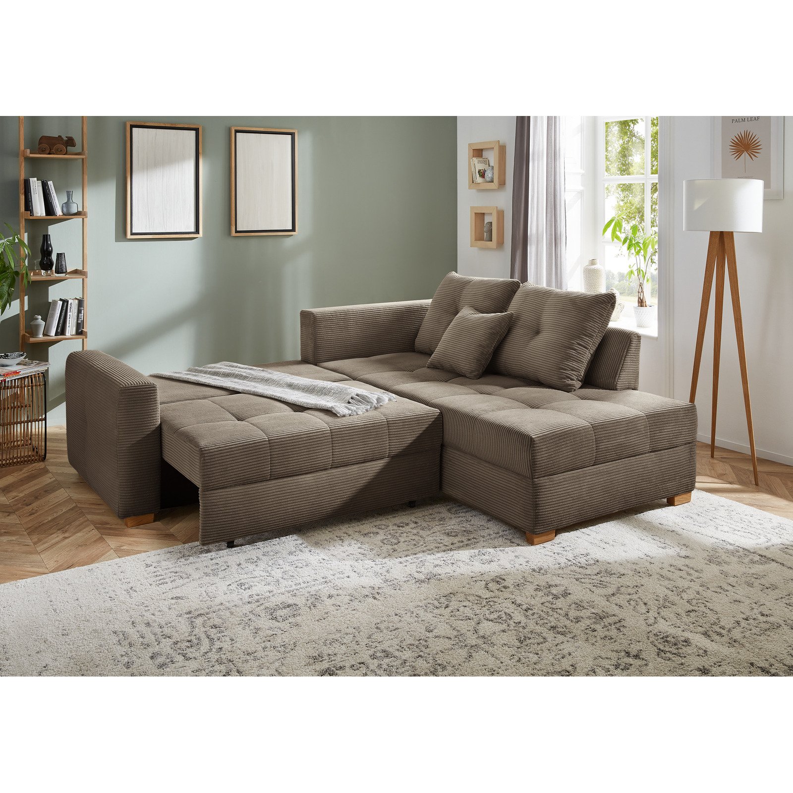 Ecksofa Leon Stoff Cord taupe