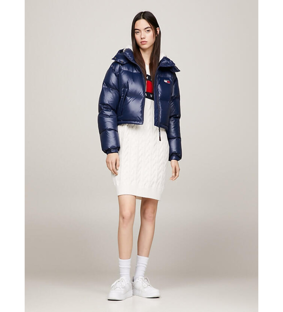 Jaqueta Tommy Jeans Alaska acolchoada com corte cropped, azul