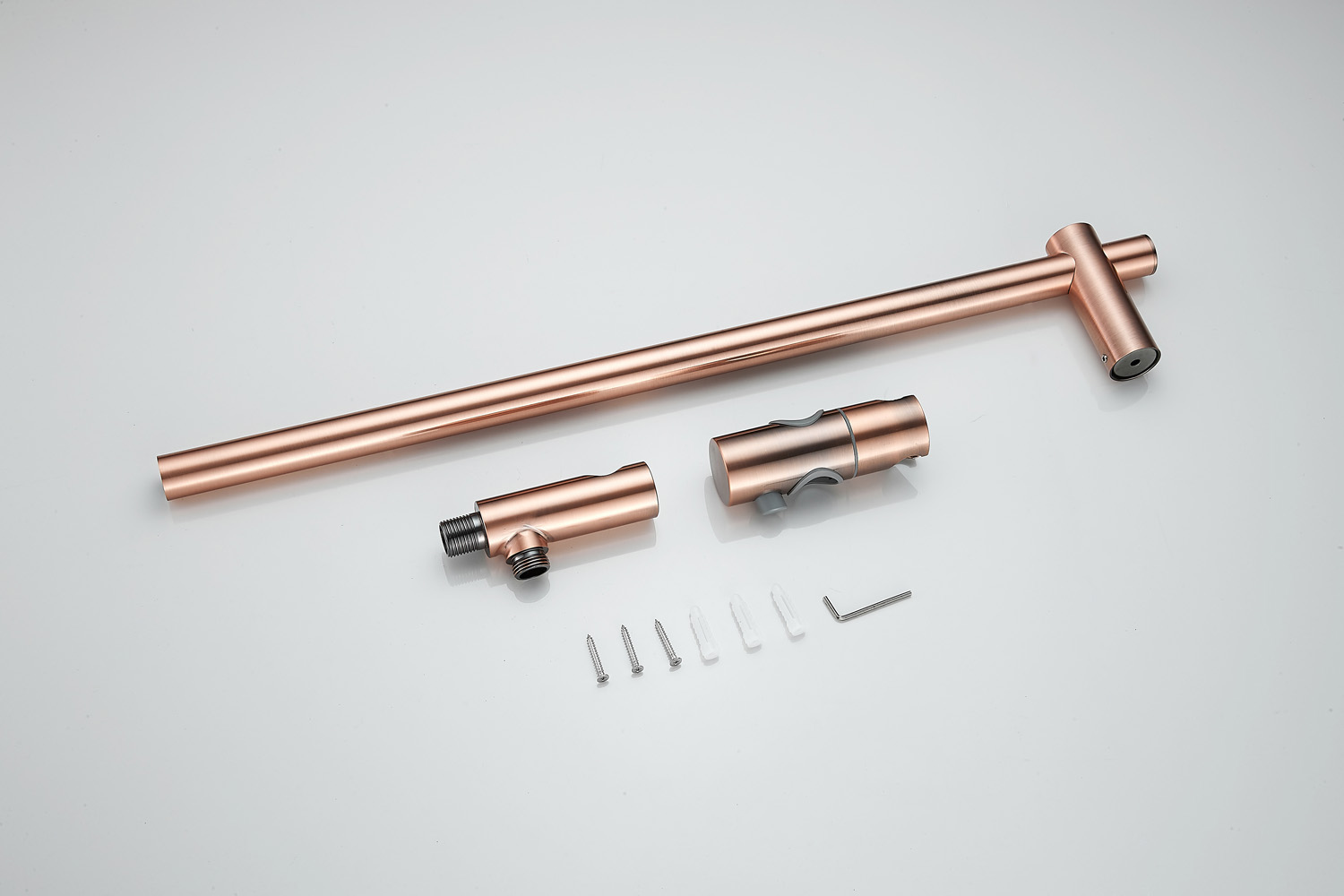 Saniclear Copper Curved inbouw regendouche met 20cm hoofddouche, plafondarm en glijstang geborsteld koper