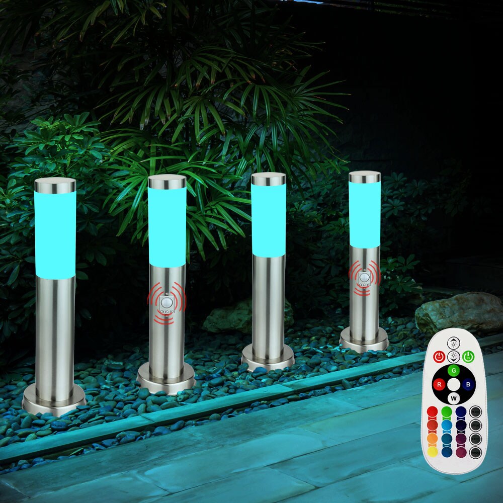 4er Set RGB LED Stehleuchten mit Sensor für den Außenbereich