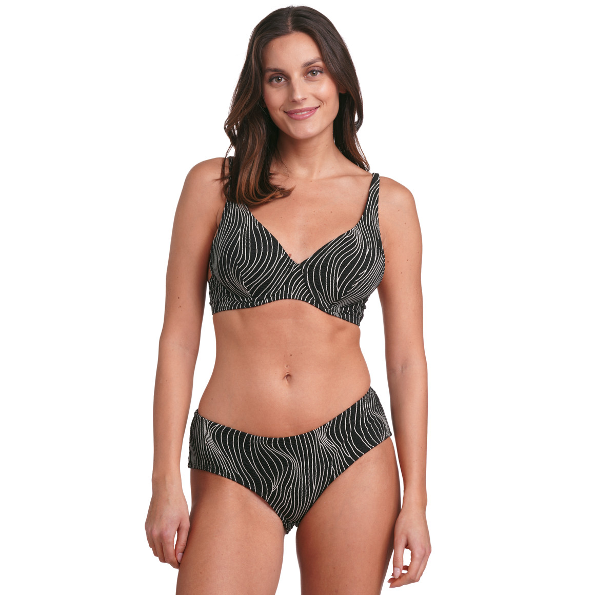 Gina Benotti Damen Bikinioberteil mit Wellenmuster schwarz