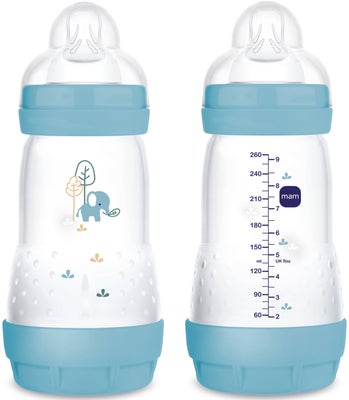 MAM Easy Start Tåteflaske Anti-kolikk 260 ml 2-Pack, Blå/Nøytral