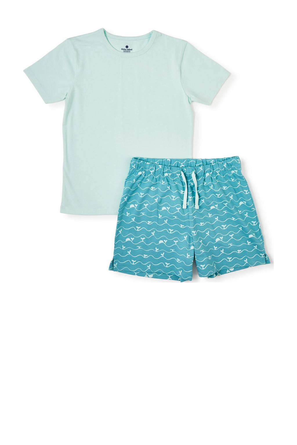 Little Label shortama met all over print blauw