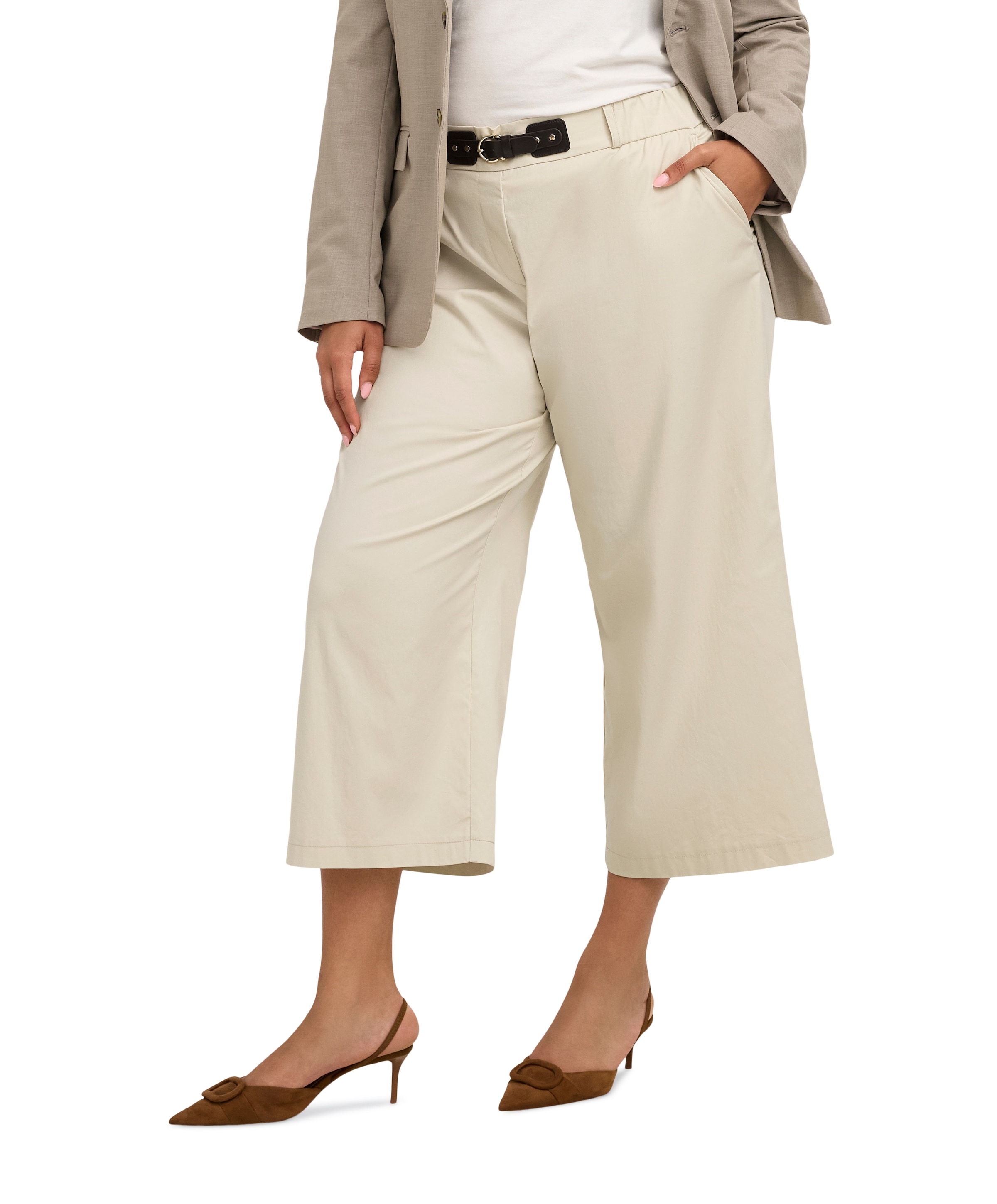 Only Carmakoma CARANNY HW BELT LONG CULOTTE PNT dames broek beige