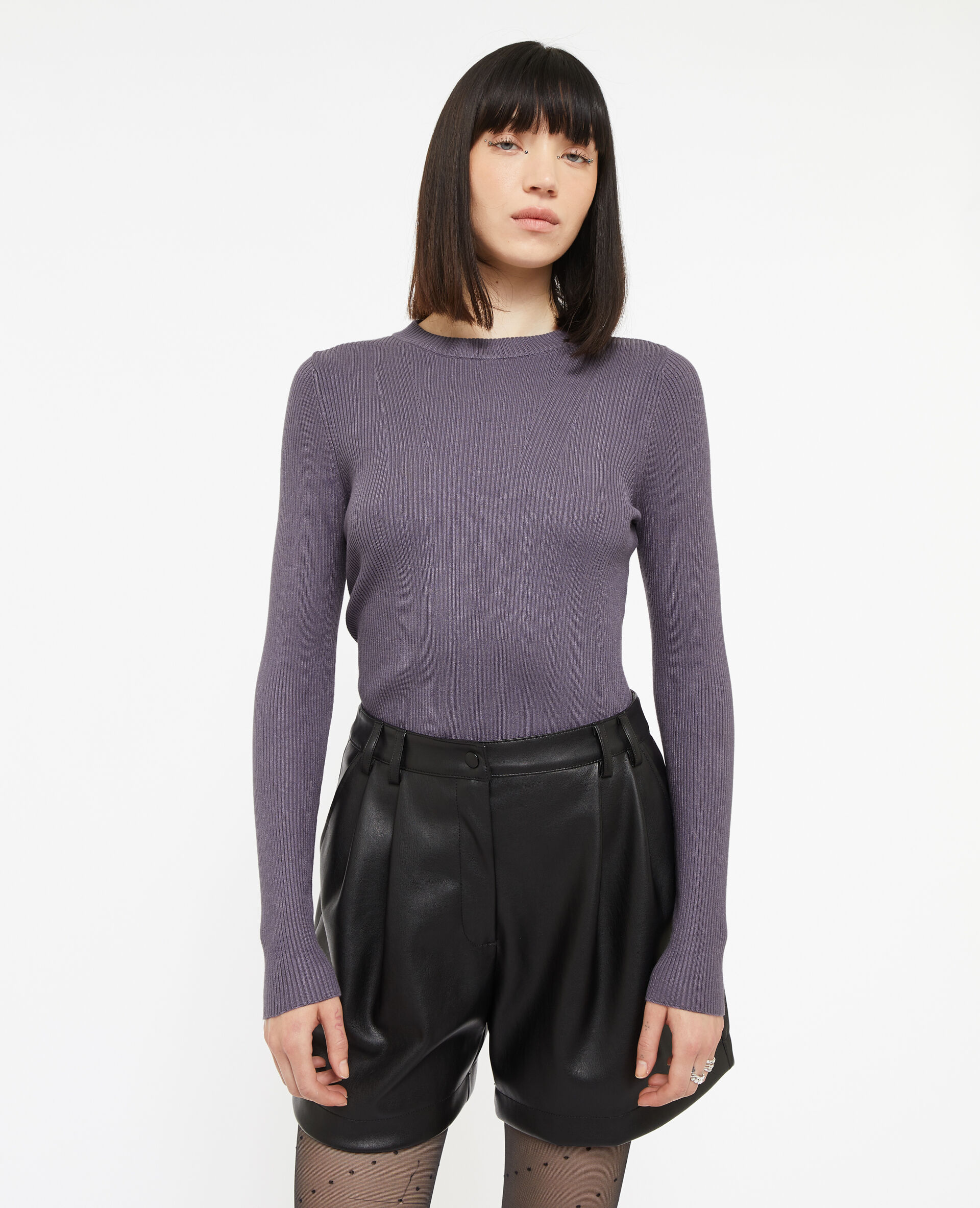 Pull en maille col rond - Lilas