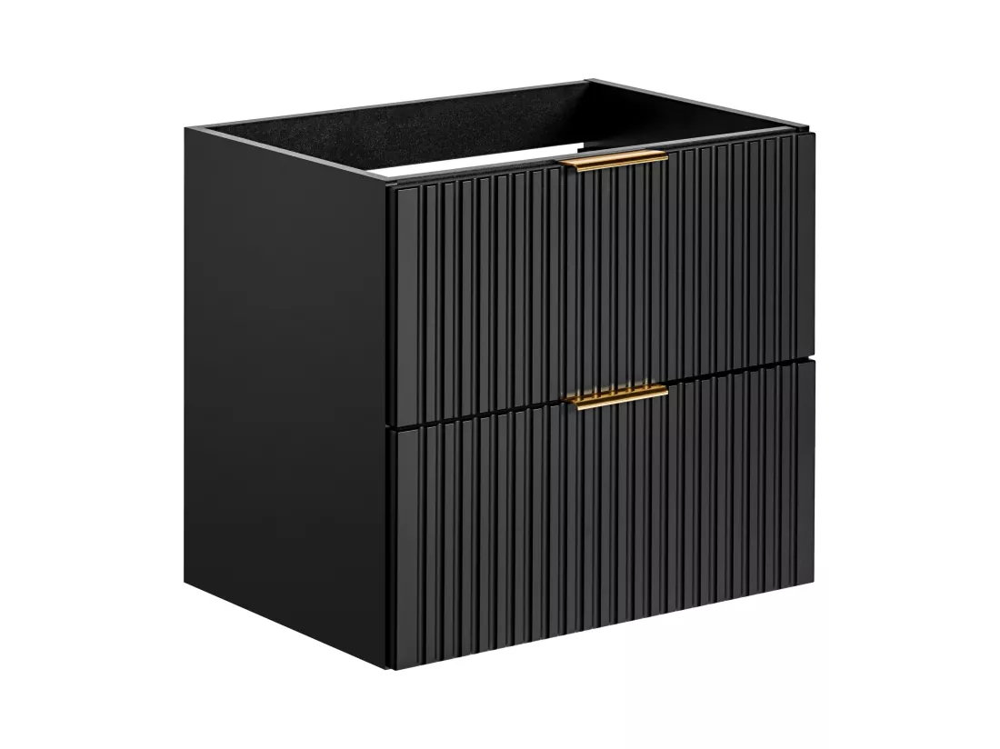 Meuble sous vasque suspendu strié - Noir - L60 cm - ZEVARA