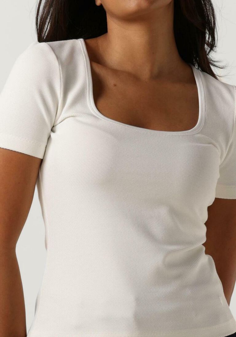 VANILIA gebroken wit vanilia top contrast top rib