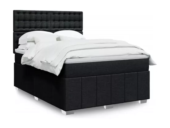 Sommier à lattes de lit avec matelas Noir 140x190 cm Tissu