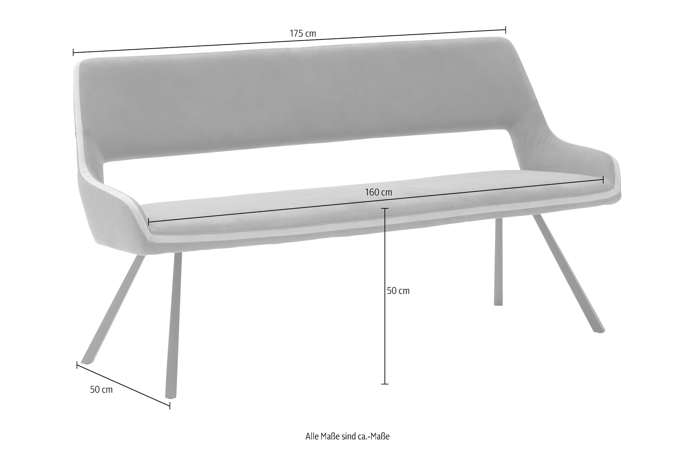 MCA furniture Sitzbank »Bayonne« bis 280 kg belastbar, Sitzhöhe 50 cm, wahlweise 155 cm-175 cm breite