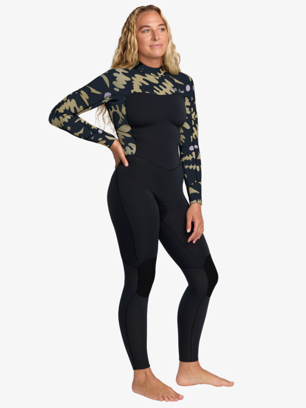 4/3mm Swell Natural Combinaison de surf back zip Noir Femme