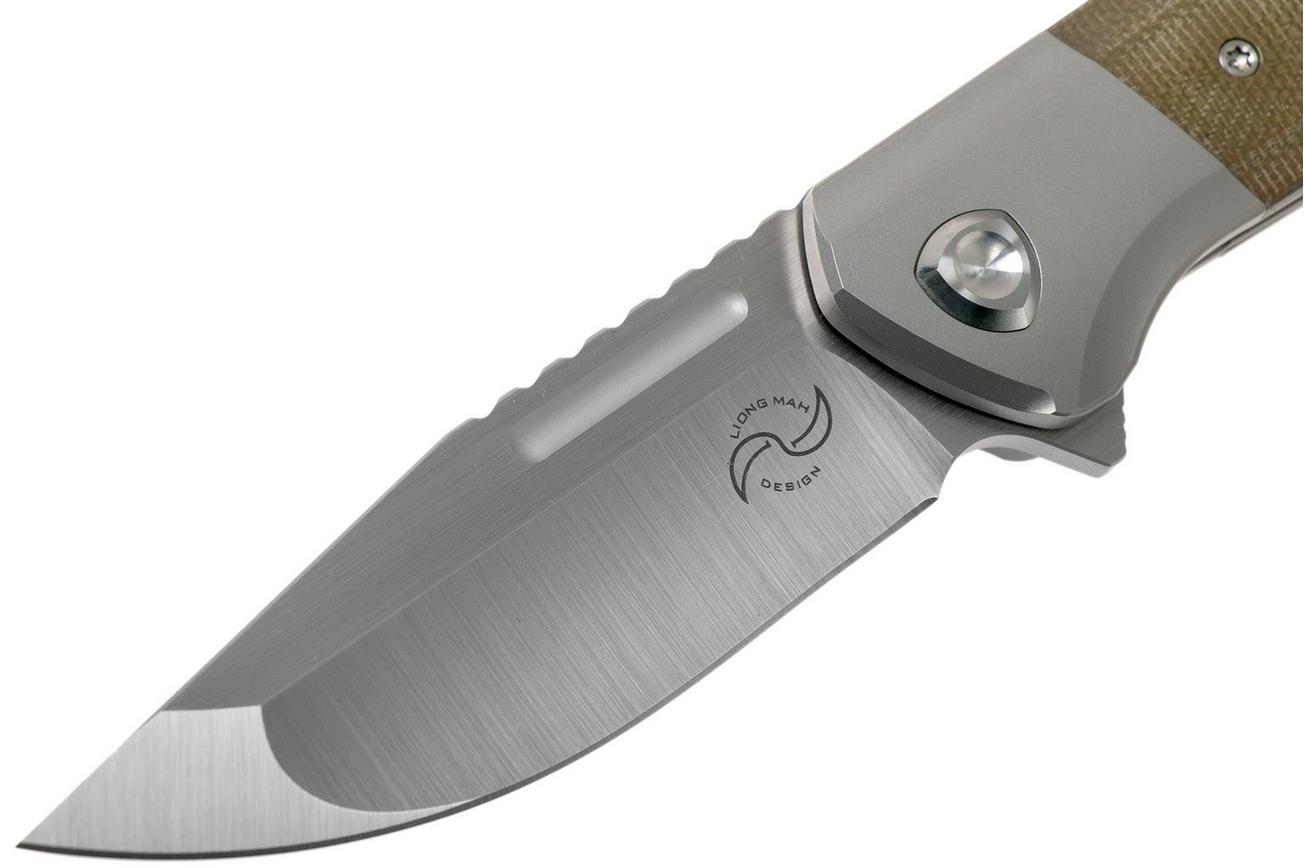 Liong Mah Lanny V2, Green Canvas Micarta, Satin M390 zakmes