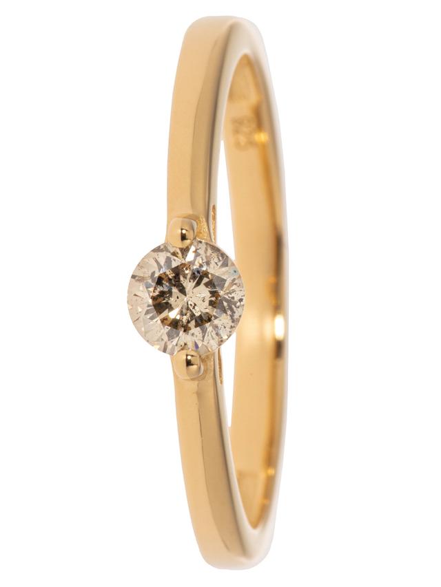 Solitär-Ring, Brillant, ca. 0,33 ct., Silber 925, vergoldet