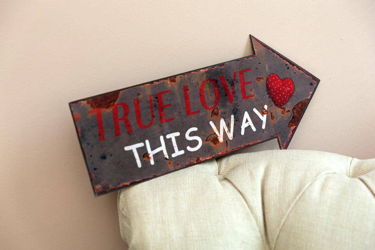 Metallschild - True love this way - 39x19 cm