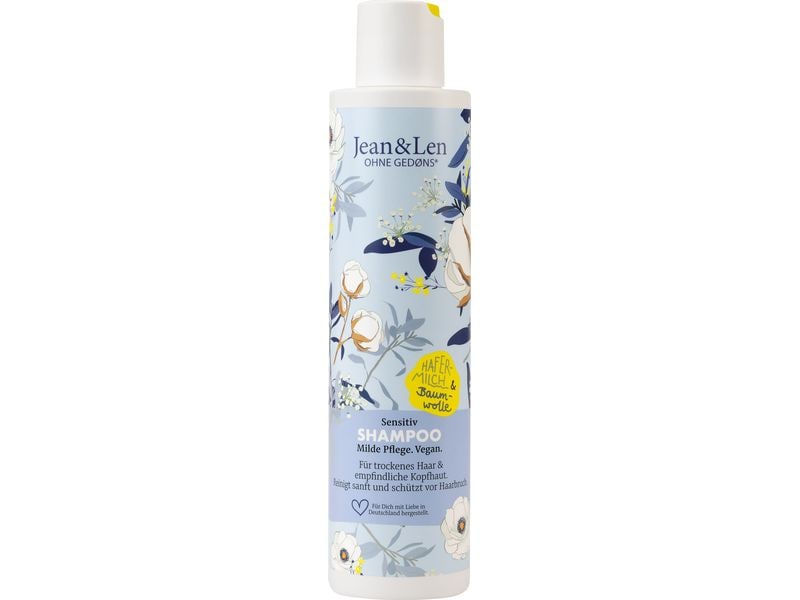 Jean & Len Shampoo Sensitiv Hafermilch/Baumwolle 300 ml Natürliches und veganes Haarshampoo ohne Silikone und Parabene