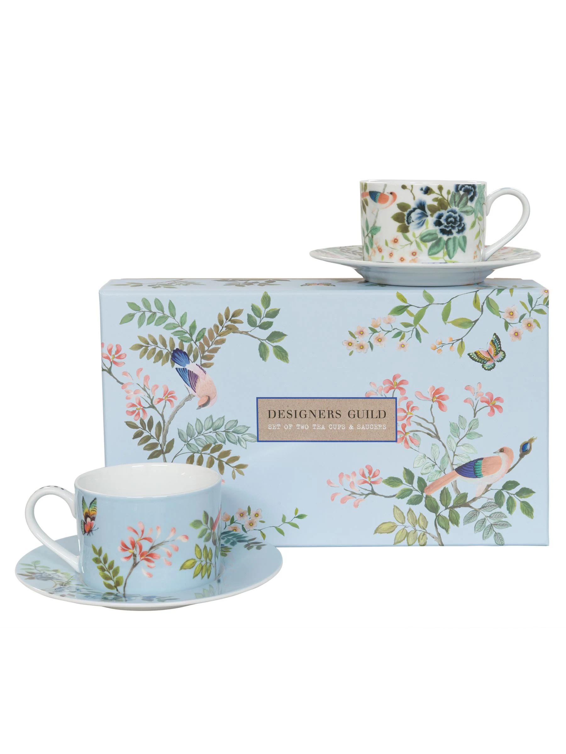 Designers Guild - Porcelaine De Chine - 4 theekopjes en -schotels