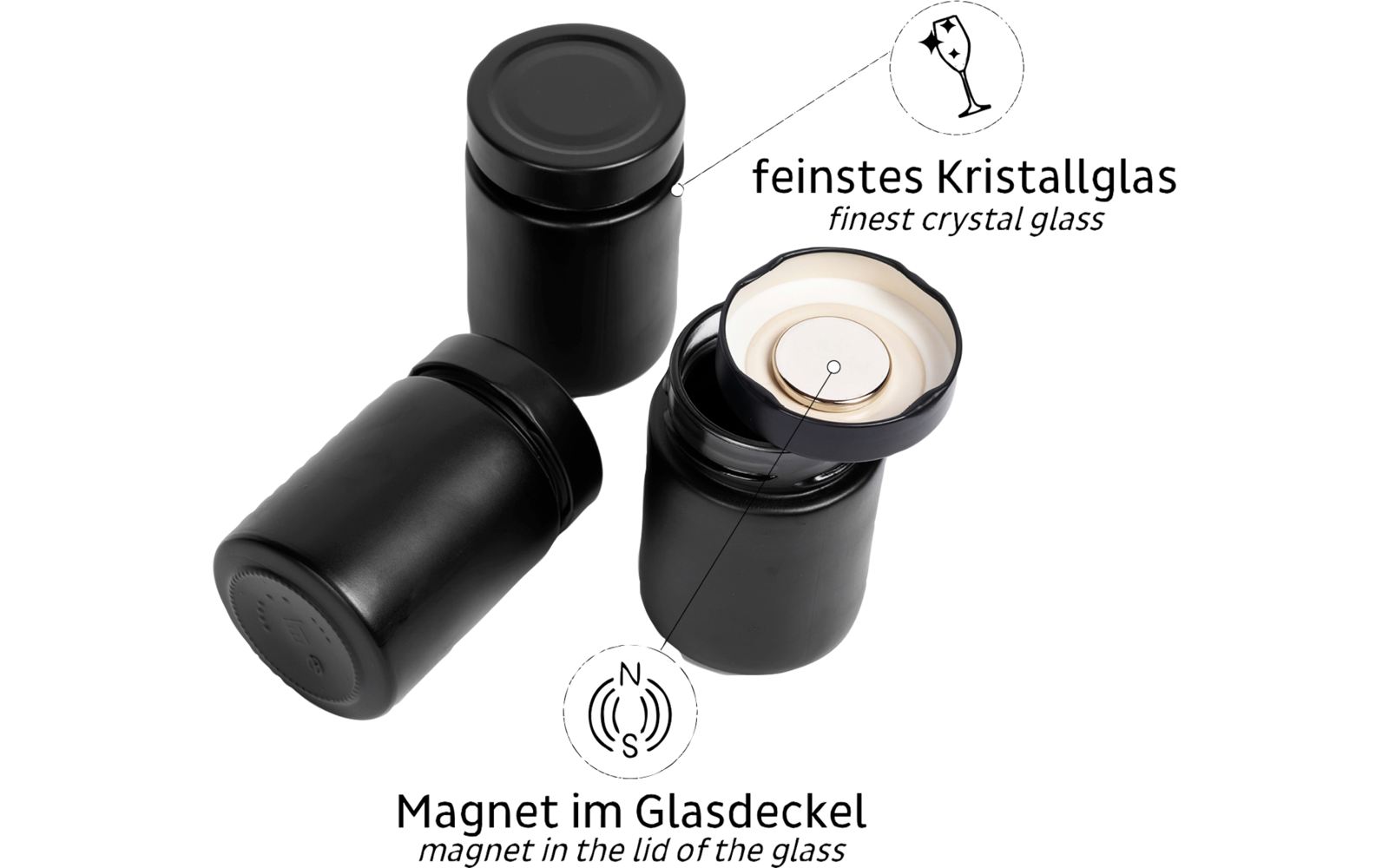 silwy® Feinkost-Magnetgläser 3er-Set All White inkl. Metallleiste (192 ml)