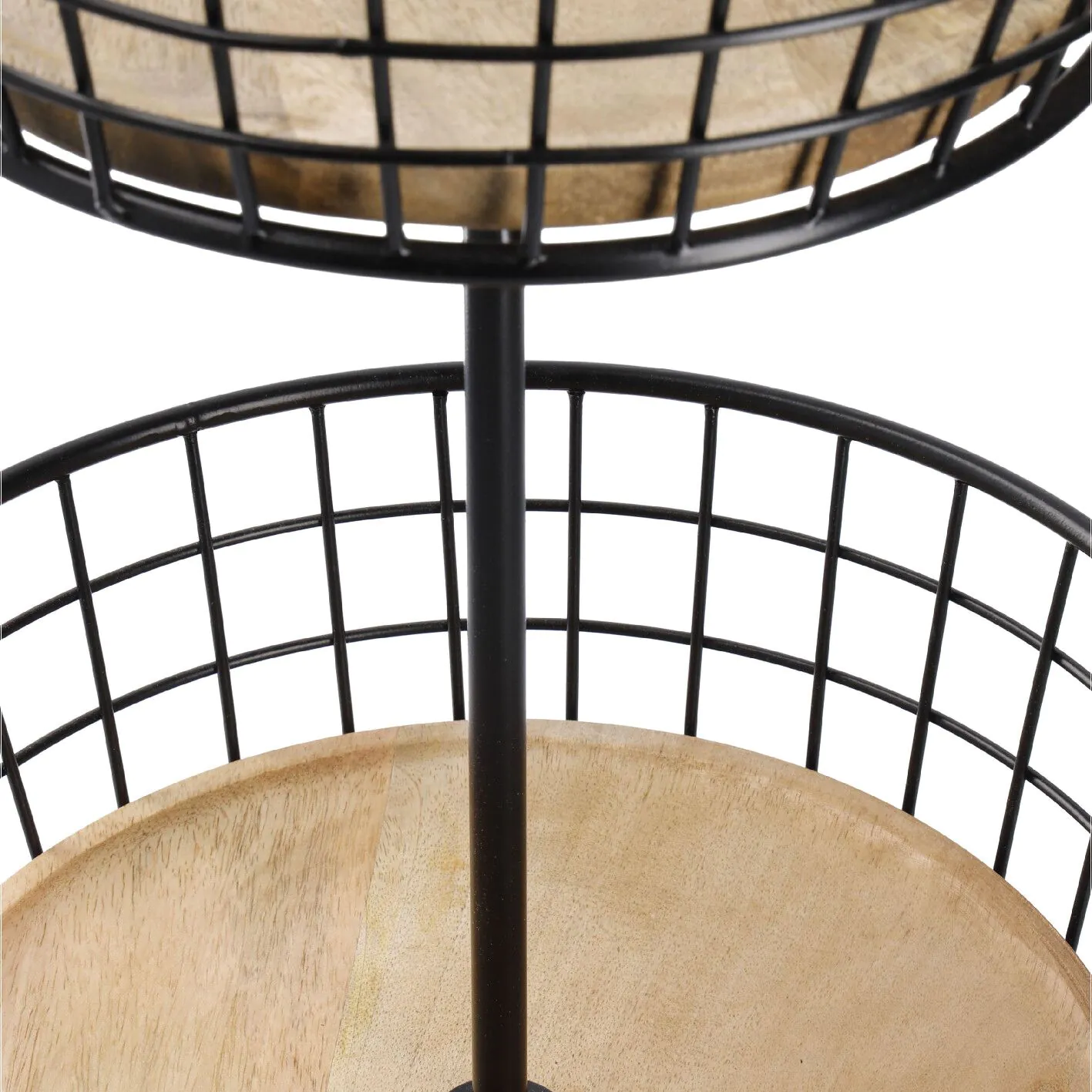Etagere Holz/Metall, 2 Körbe, schwarz, 68 cm