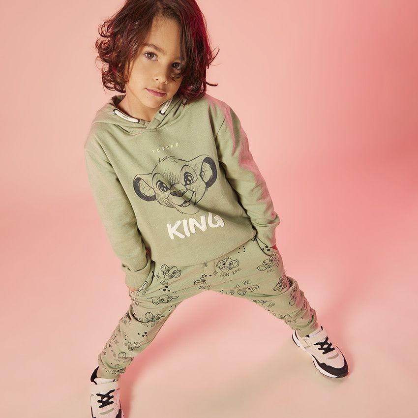 Sweat molleton à capuche print Simba Disney pour garçon - Vert