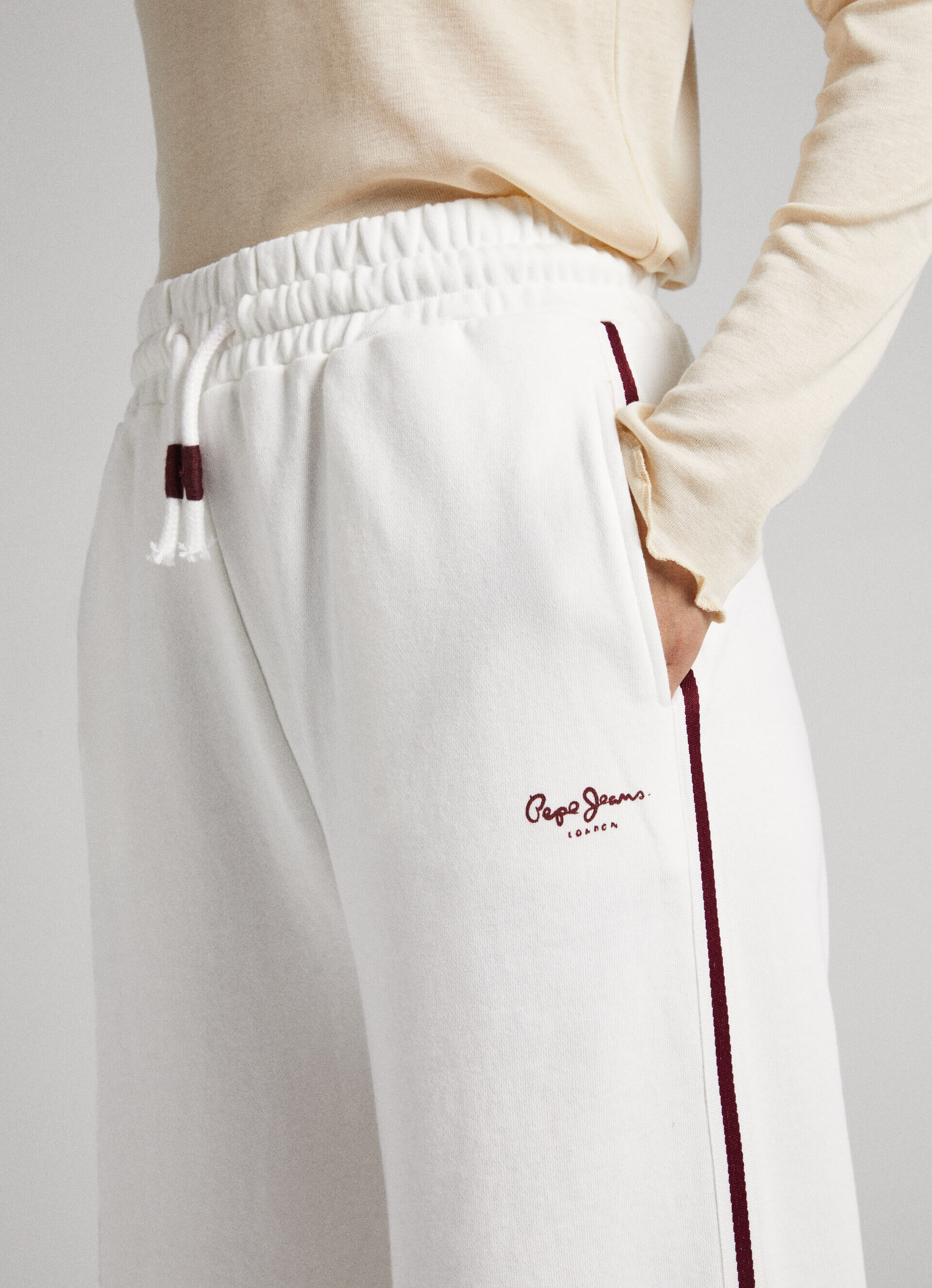 Calça de moletom de algodão - branco mousse