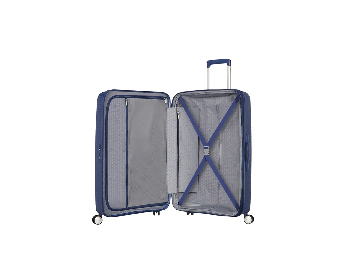 American Tourister Soundbox Spinner Expandable - Spinner 67 cm - hardside - polypropylen - midnatsmarineblå