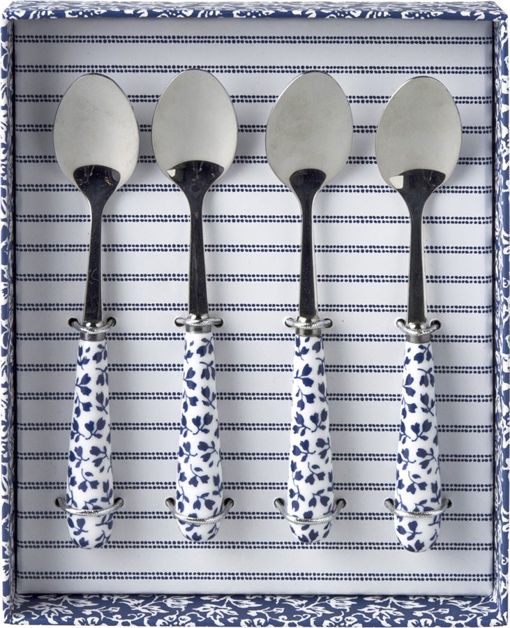 Laura Ashley theelepel Floris blauw 4-delig