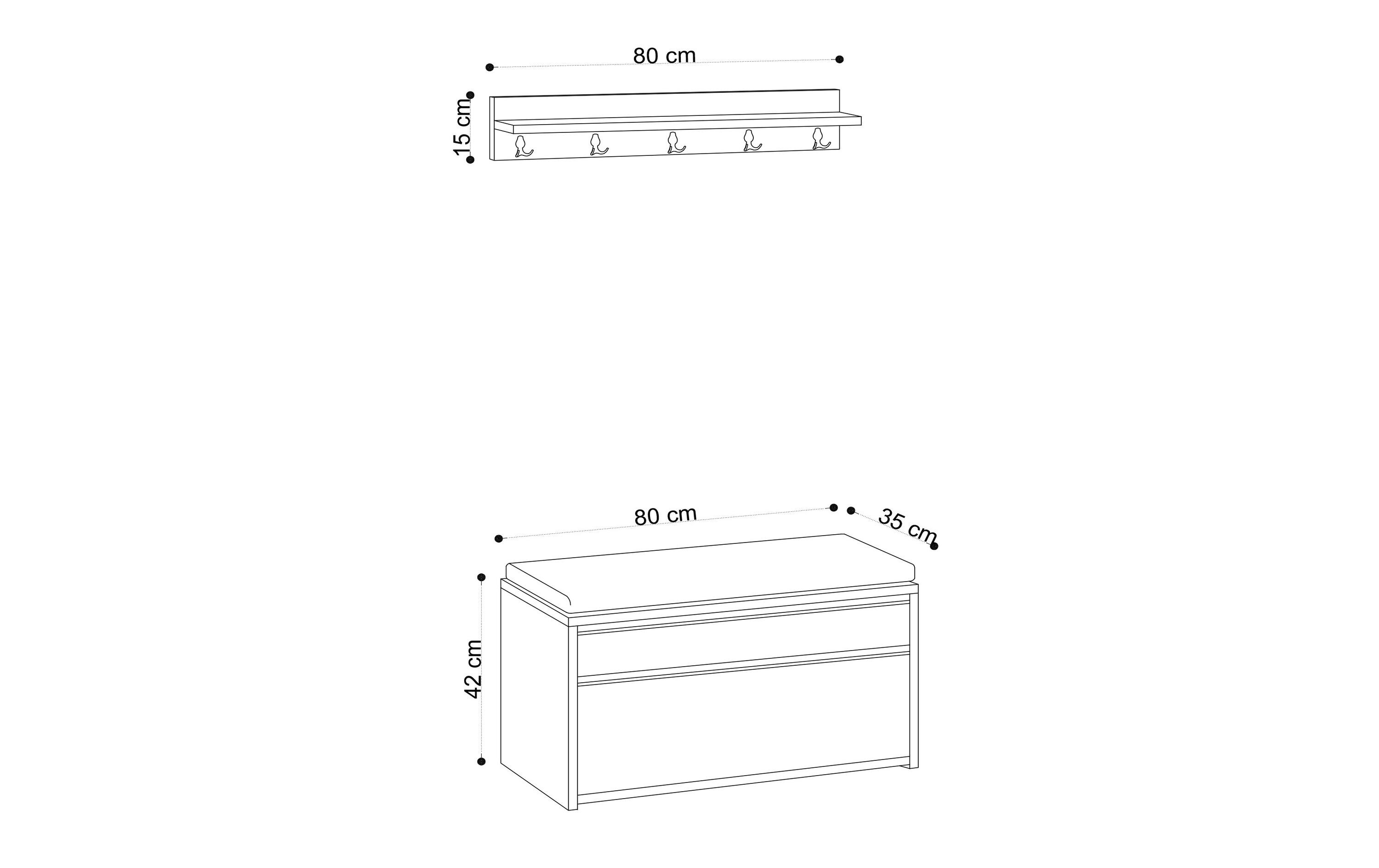 Garderobe Boby 2-er Set, Nature<br>Garderoben-Set