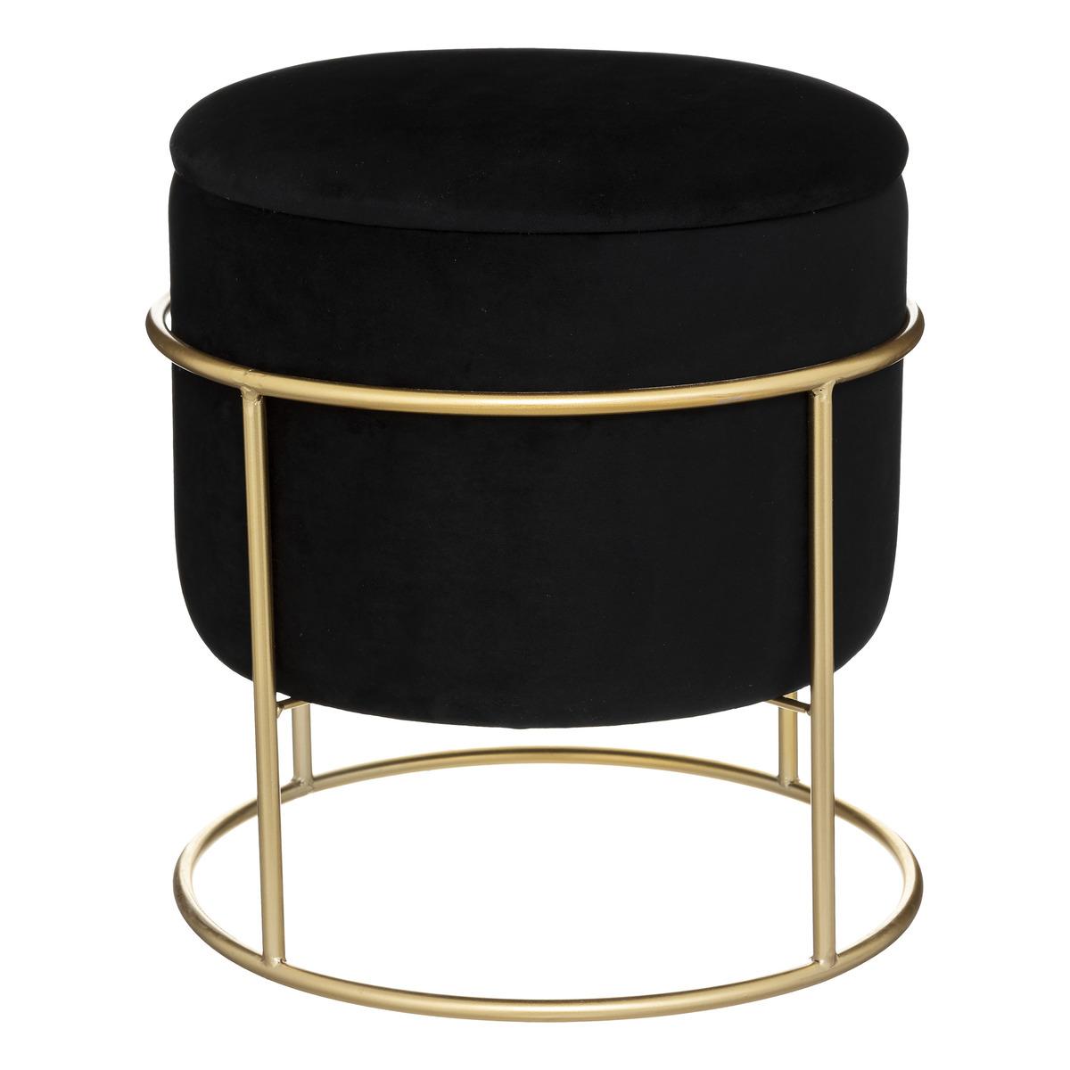 POUF COFFRE VELOURS ELIANE NOIR