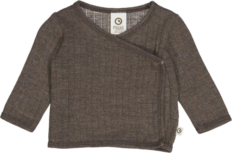 Müsli by Green Cotton Woolly rib l/s cardigan Walnut melange