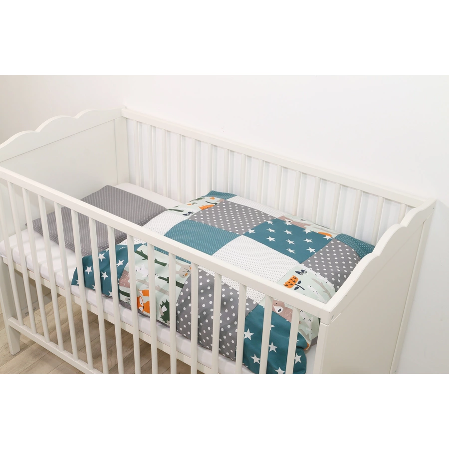 Ullenboom Baby Bettwäsche-Set Waldtiere Petrol 80 x 80 cm + 35 x 40 cm