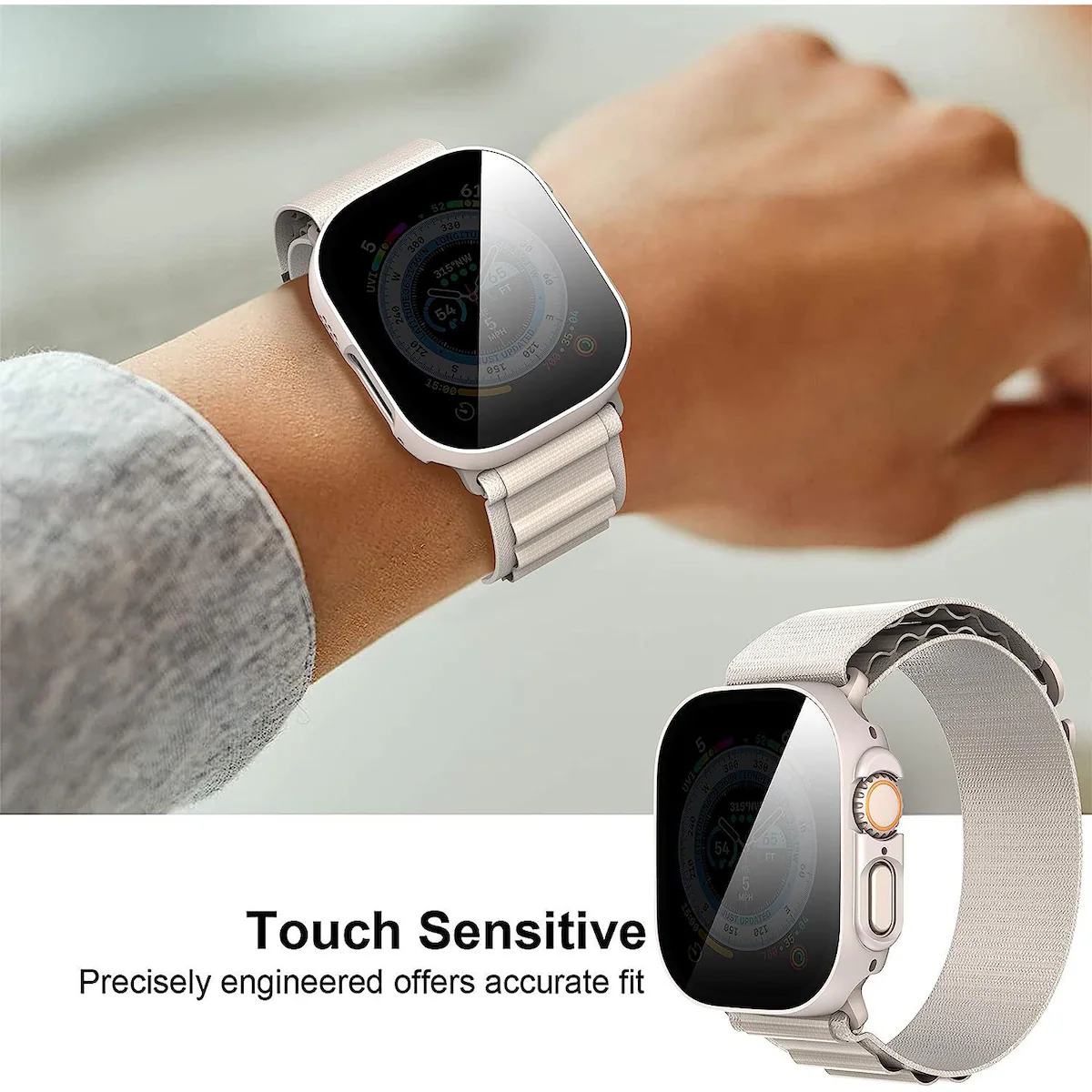 INF Personverndeksel med skjermbeskytter i herdet glass for Apple Watch 9 45 mm