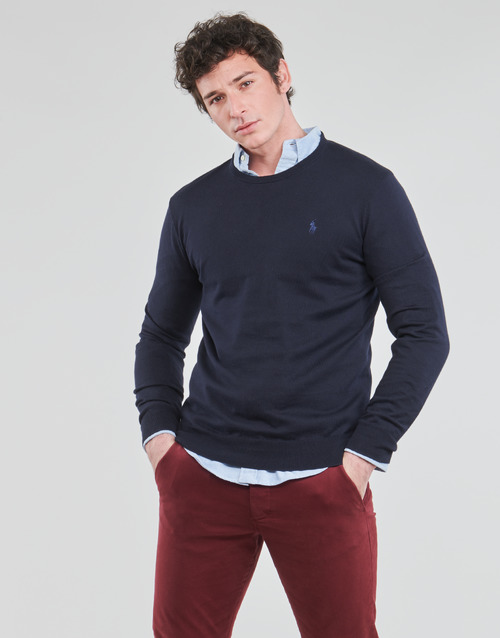 Polo Ralph Lauren - PULL COL ROND AJUSTE EN COTON PIMA LOGO PONY PLAYER Azul